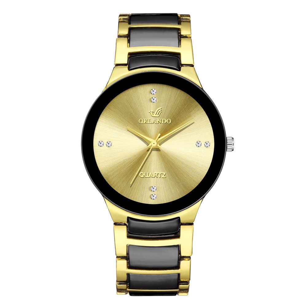 New Three Color Quartz Watch, Fashion and Casual Set Water Diamond Steel Band Watch, Couple Watch Set, Simple and Elegant Watch, Fashion and Trendy Business Elegant British Style Men's Watch