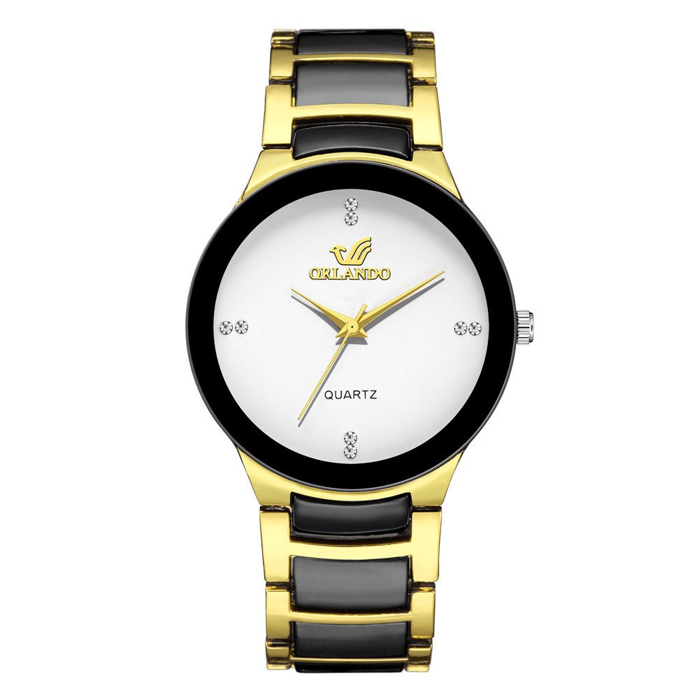 New Three Color Quartz Watch, Fashion and Casual Set Water Diamond Steel Band Watch, Couple Watch Set, Simple and Elegant Watch, Fashion and Trendy Business Elegant British Style Men's Watch