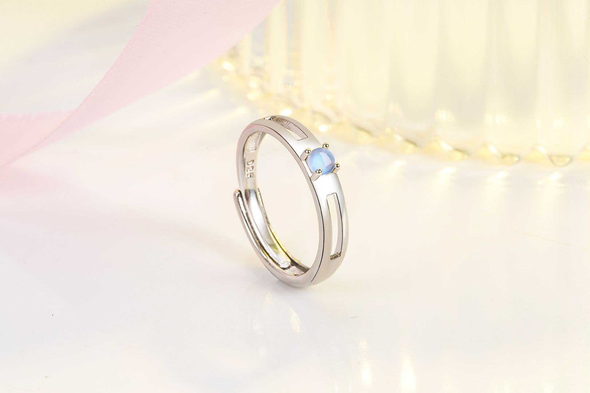 Moonlight Lover Couple Ring, One Pair for Men and Women, Trendy and Personalized Moonlight Stone, Crown Couple Ring, Adjustable Opening Ring