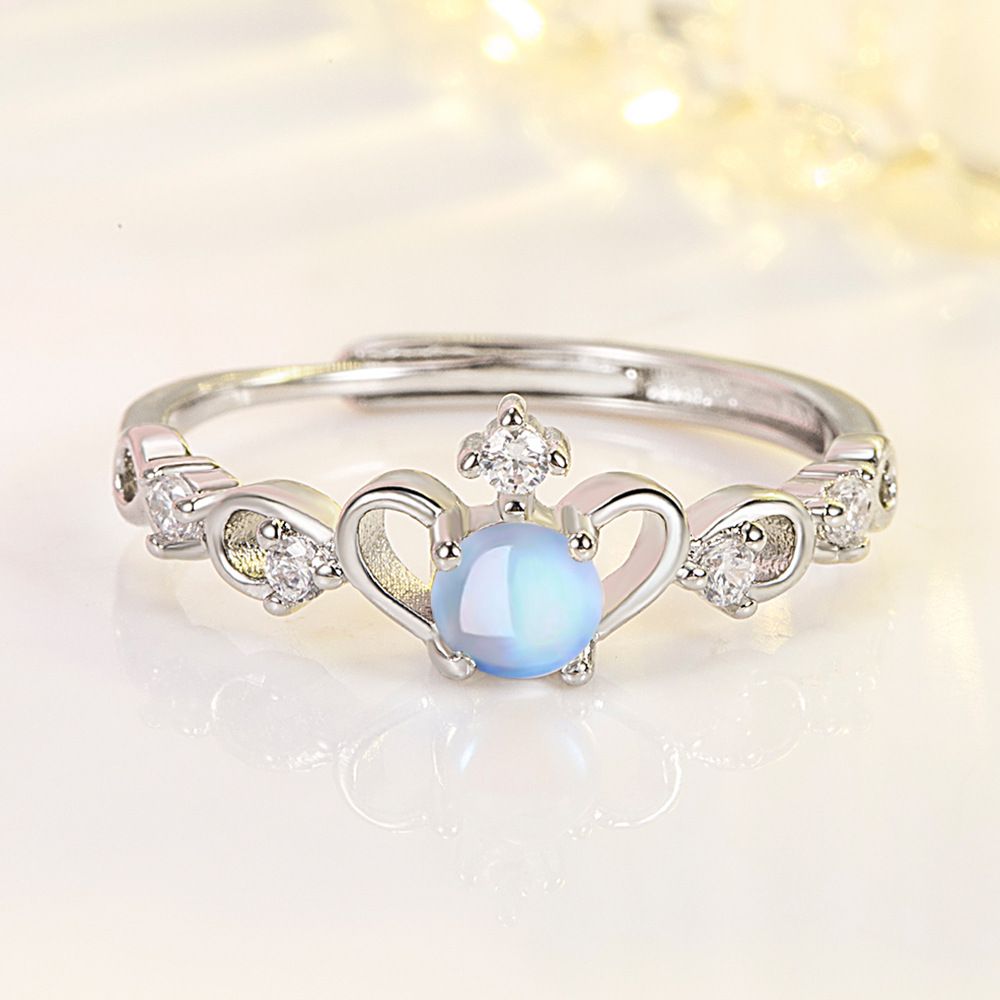Moonlight Lover Couple Ring, One Pair for Men and Women, Trendy and Personalized Moonlight Stone, Crown Couple Ring, Adjustable Opening Ring