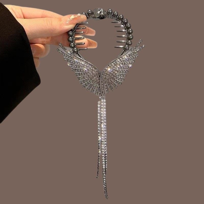 The new tassel pearl flower hair clip, with a curled hair clip at the back of the head for women, is a high-end and stylish ball shaped hair accessory that is versatile and stylish,Not easy to fall of