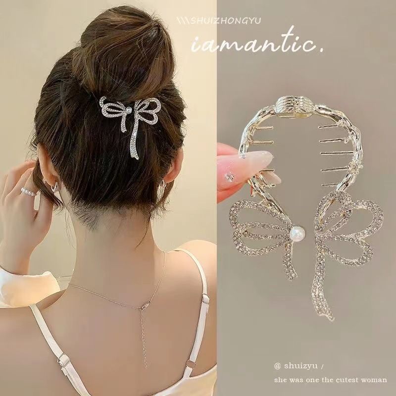 The new tassel pearl flower hair clip, with a curled hair clip at the back of the head for women, is a high-end and stylish ball shaped hair accessory that is versatile and stylish,Not easy to fall of