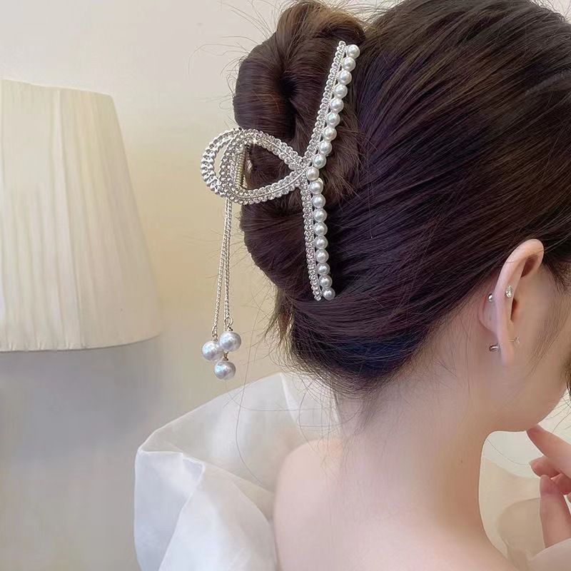 New Linglan flower tassel curled hair clip hair accessory, antique style hair clip at the back of the head, summer flower shark clip for women's hair clip, fashionable and elegant,Minimalist and versa