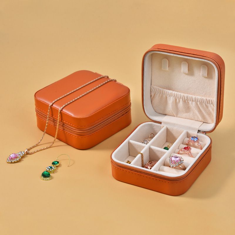 New portable jewelry box, fashionable princess travel jewelry bag, earring ring small storage box, cute solid color, practical and dirt resistant, large space storage box