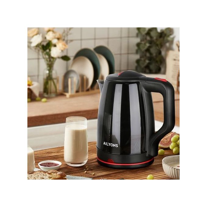 AILYONS 2.2L Elegant Automatic Water Heater & Boiler Jug,Cordeless,Non-slip 360-degrees rotary power base for cordless easy filling, pouring and serving with a long chord stored neatly in the base