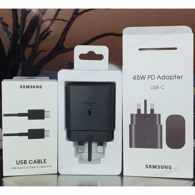 Samsung 45W Original Super Fast Charger With 5A C To C Fast Cable.Experience 45W  for all Samsung Galaxy Note 10/ Note 10+ /Note 20 / Note 20 Ultra /S10 5G /S20