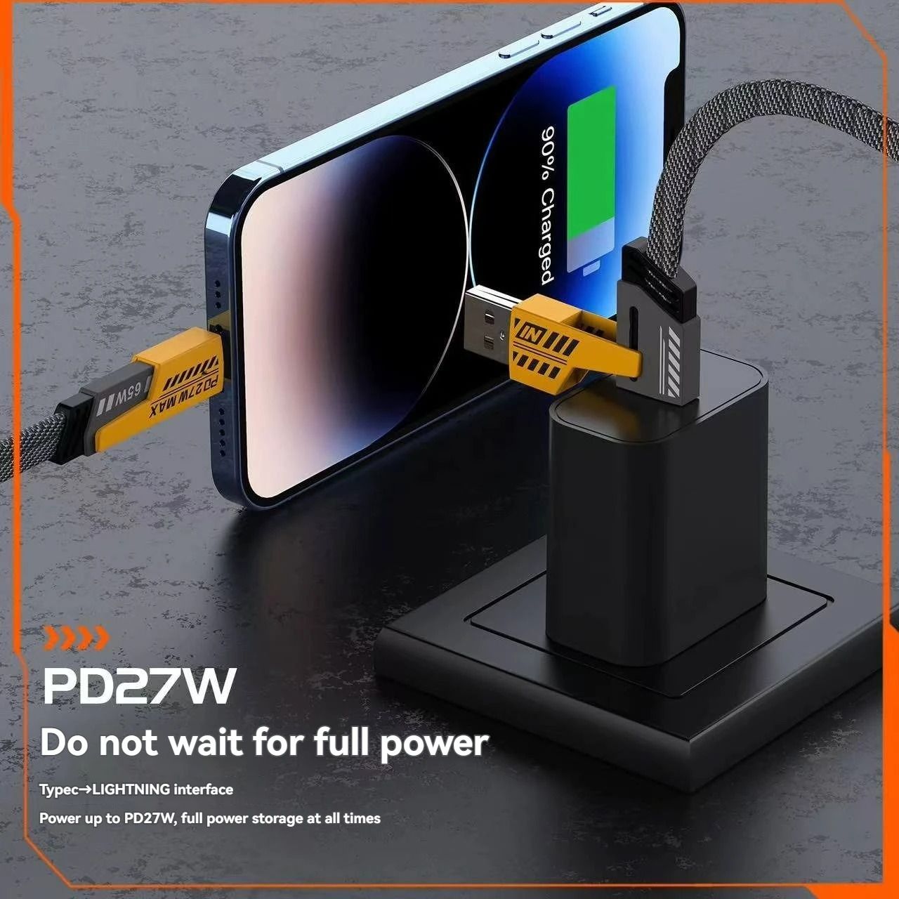 4 in 1 Flat Braided Cable  Type C iPhone 65W Multi Port PD Fast Charging Data Transfer iPad Charger Cord Combo For iPhone Android USB Type C Samsung iPhone Xiaomi Huawei Tecno Itel Infinix OPPO