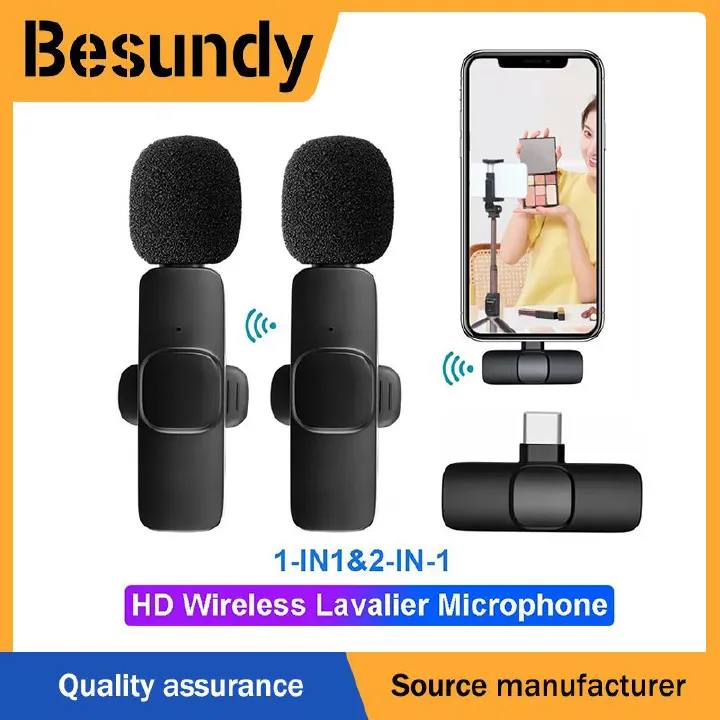 New Type-C Wireless Bluetooth Lavalier Microphones Portable Audio Video Recording Mini Mic for Phone Live Broadcast Gaming Phone Mic Black Type-C TIKTOK Youtube Facebook