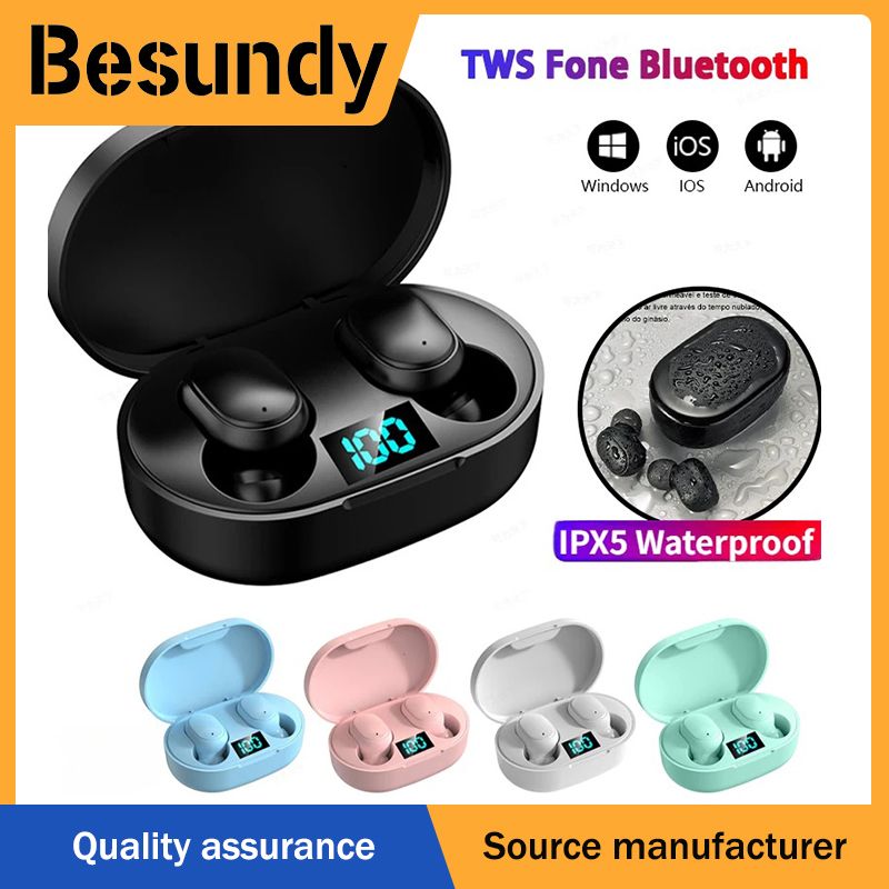 LED Digital Display Bluetooth Earpods TWS Bluetooth Earphones Wireless bluetooth headset Noise Cancelling With Microphone Headphones With Charging Case For All Phone Black