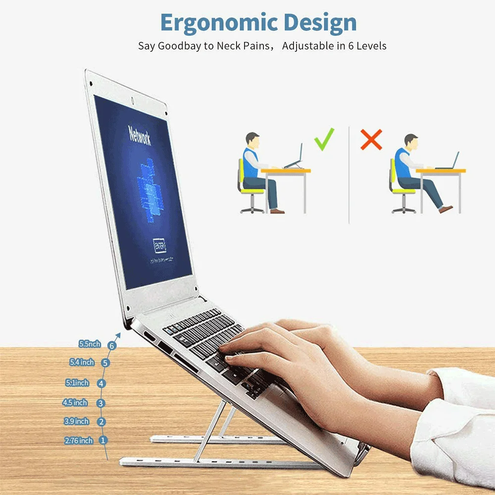 Portable Laptop Stands Laptop Mounts ABS Plastic Computer Laptop Holder Stand Adjustable Foldable  for Notebook Computer Bracket Lifting Cooling Holder Non-slip