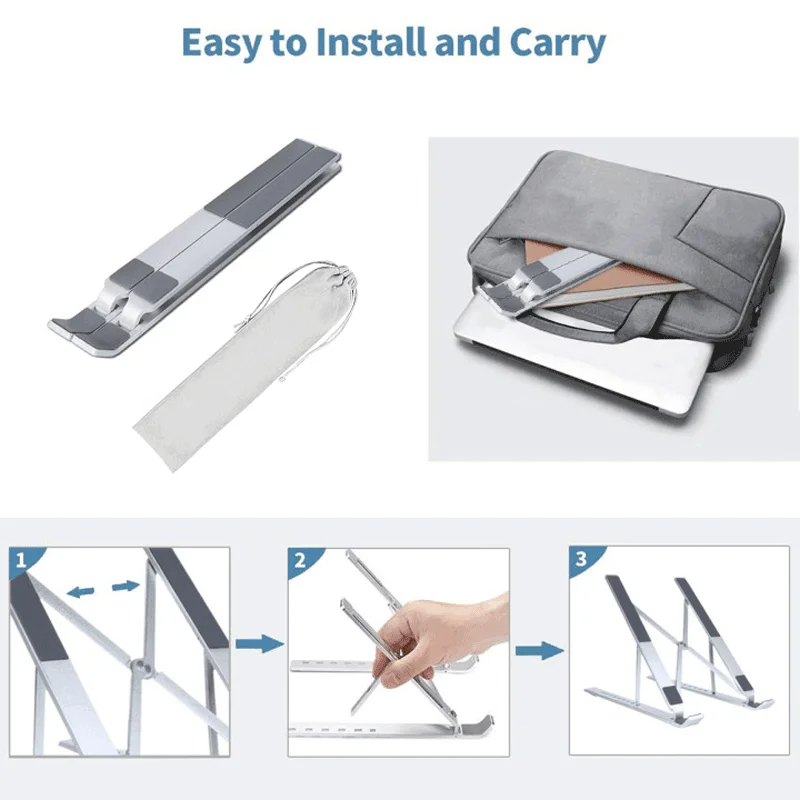 Portable Laptop Stands Laptop Mounts ABS Plastic Computer Laptop Holder Stand Adjustable Foldable  for Notebook Computer Bracket Lifting Cooling Holder Non-slip