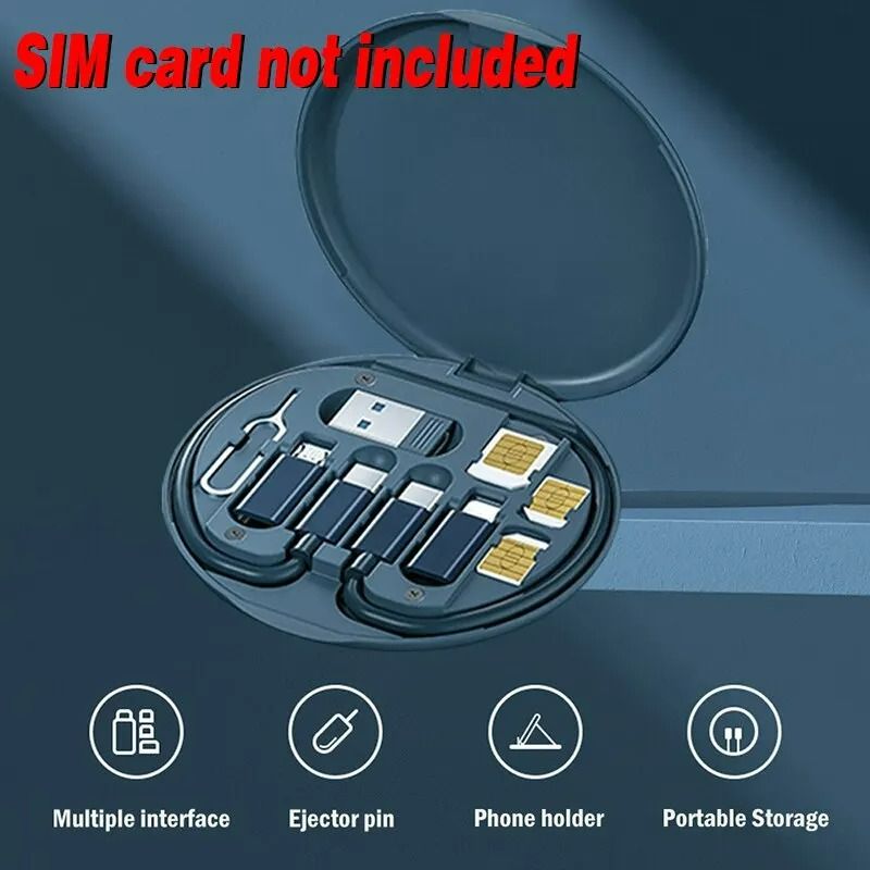 5-In-1 New Portable Multifunctional Data Cable Box Digital Organizer 60w Fast Charging Cable Storage Kit With Card Pin Adapter Set