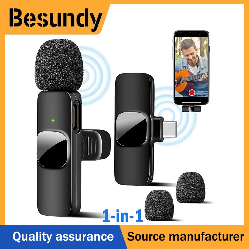 New Type-C Wireless Bluetooth Lavalier Microphones Portable Audio Video Recording Mini Mic for Phone Live Broadcast Gaming Phone Mic Black Type-C TIKTOK Youtube Facebook Black,type-c