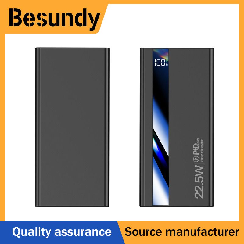 New 22.5W Super Fast Charge Power Bank 10000mAh Portable LED Digital Display Powerbank Type-C Dual USB Output Compatible with iPhone&Android Black