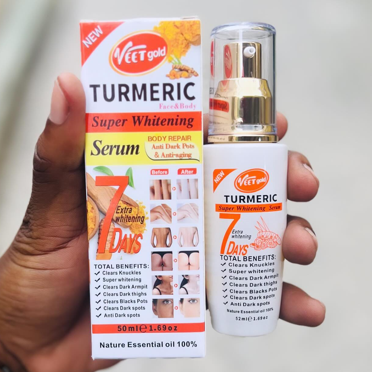 Veet Gold Turmeric Super Whitening Face & Body Serum Brightens, Evens Tone, Soothes, Hydrates, Reduces Wrinkles, Nourishes, Refines Pores, Antioxidant Protection