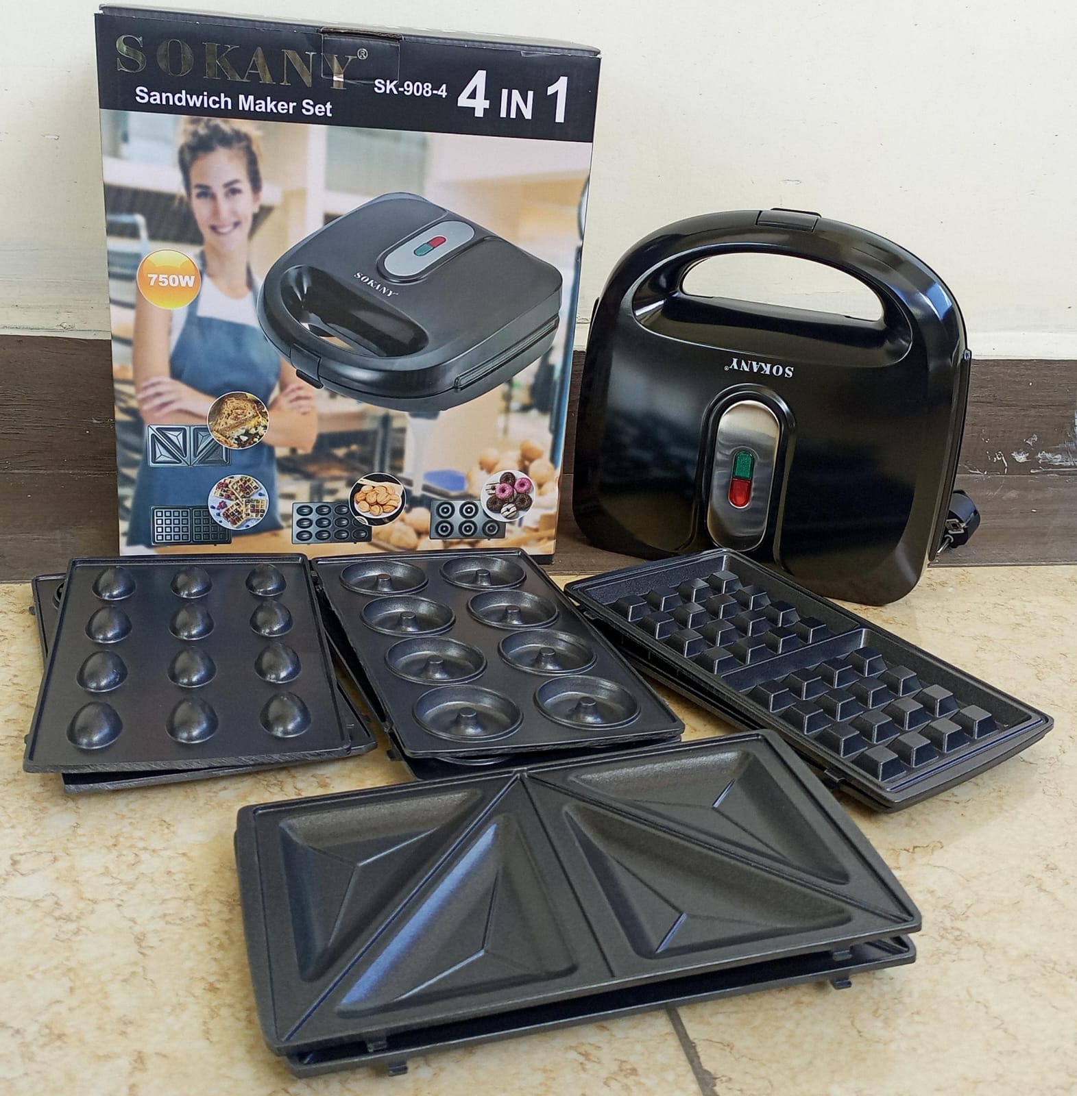 Sokany 4in1 Non Stick Sandwich Maker, Doughnut, Toaster Maker