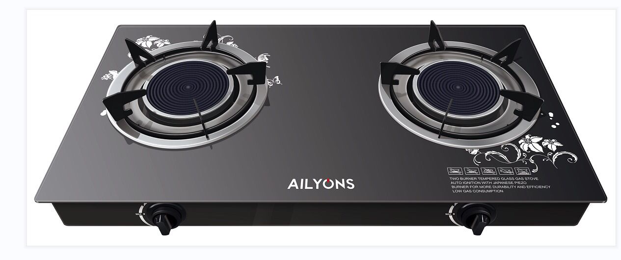 Ailyons Glass Top Infrared 2 Burner Gas Stove  Double Burner Gas Cooker Saving Gas cooker