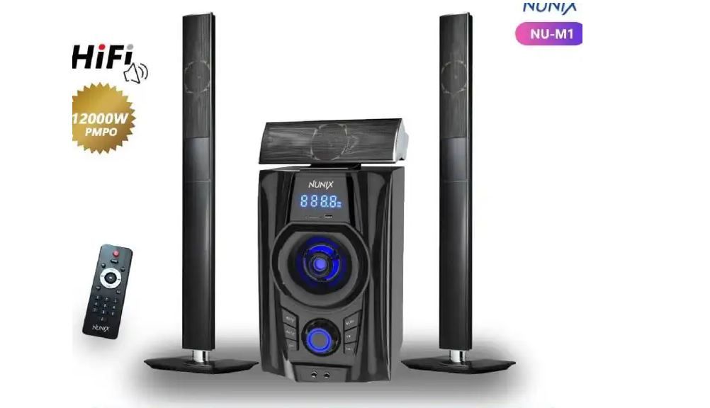 Nunix 3.1 Channel Multimedia Subwoofer Speaker System with Tall boys Mini Home Theater NU-M1  12000W PMPO Bluetooth Woofer