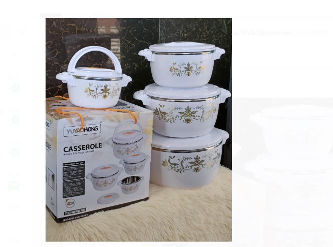 4pcs of Casserole Hotpots Food Warmer Hot Pot, Serving Dishes Serveware Set  1000, 2000, 4000 and 6000ML