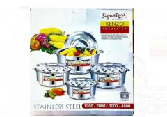 4pcs of Signature Kenzo Insulated Stainless Steel Hotpots Casserole Serve Hot or Cold  Hot Pots for Serving Food and Keep Food Hot Servare Dish Set  (1000, 2000, 3000 and 4000ML)