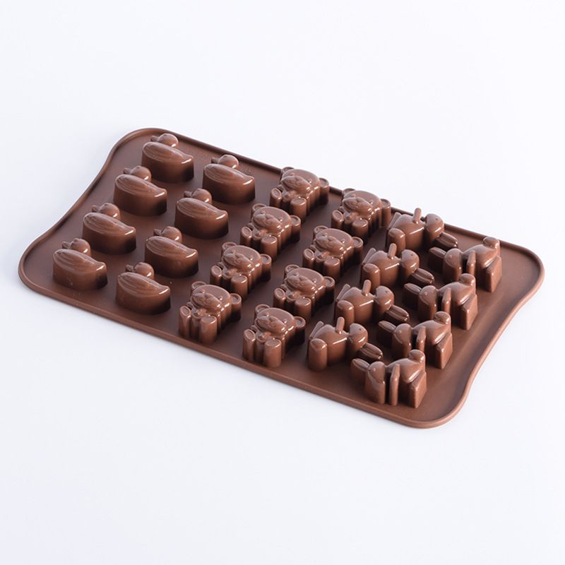 24 Connected  Rabbit Duck Bear Silicone Chocolate  Mold Ice Cake Crystal Epoxy Mold