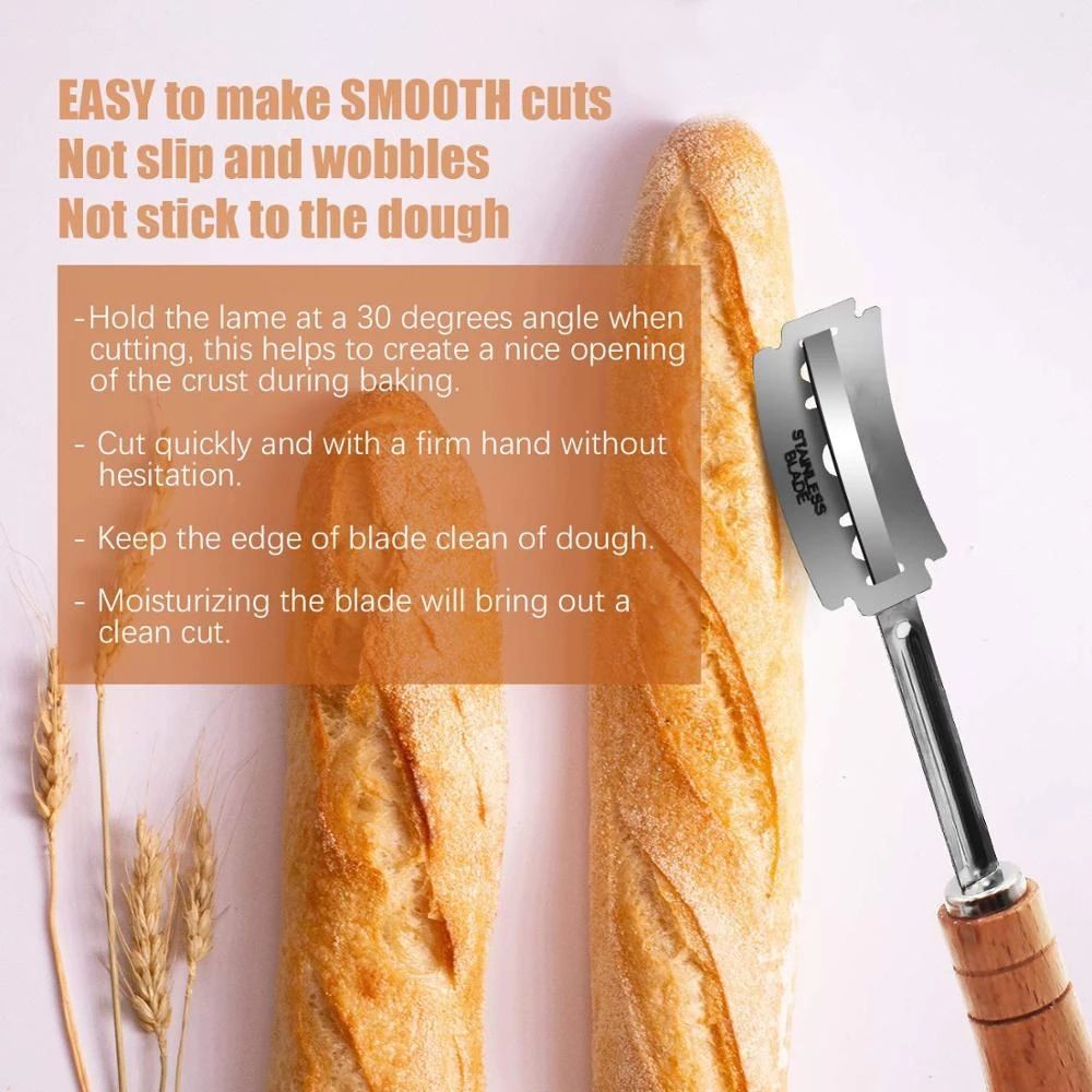 Bread Bakers Cutter Slashing Tool Bread Lame Dough Scoring Blade Tools Making  Cutter Curved Knife with Leather Protective