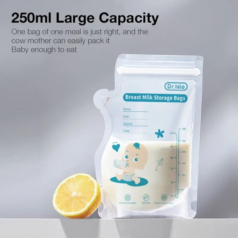 30Pcs 250ml Pre-Sterilised Breast Milk Storage Freezer Bags