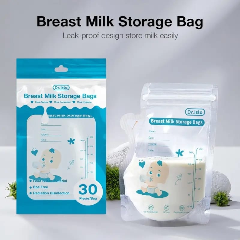 30Pcs 250ml Pre-Sterilised Breast Milk Storage Freezer Bags