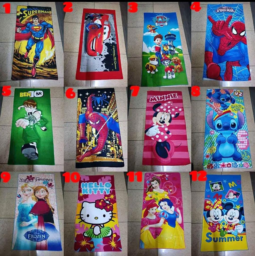 Kids cartoon themed towel