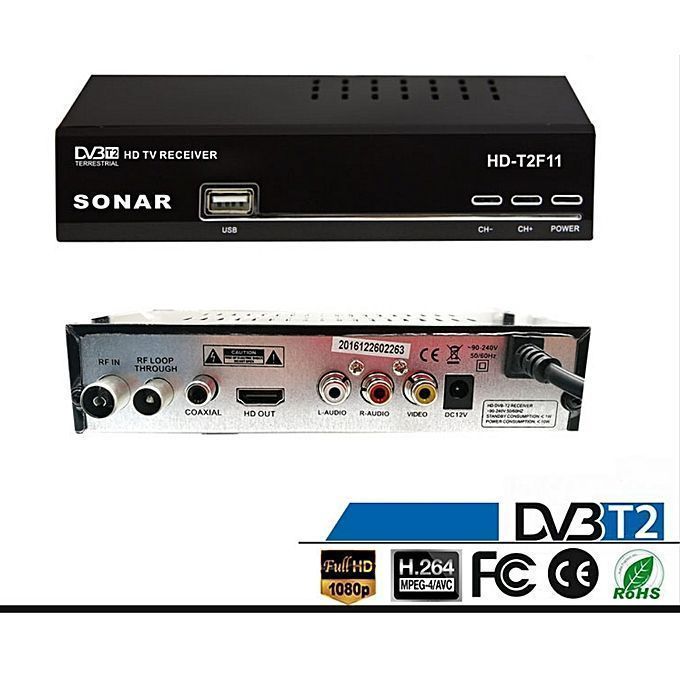 Sonar DVB-T2 HD TV Receiver - Watch Free-to-Air Channels in Full HD
