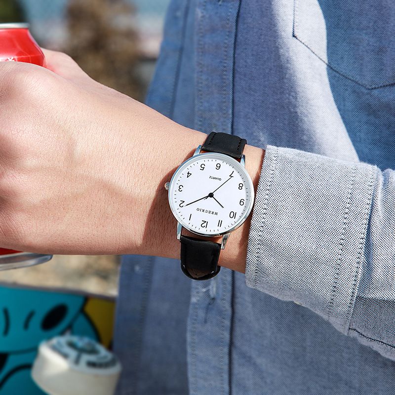 Ultra Thin Dial Watch Minimalist Style Couple Watch Leather Wristband Couple Watch Simplicity Business Watch