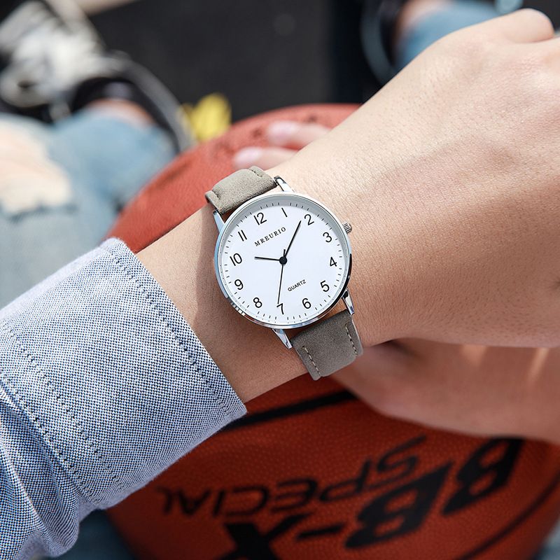 Ultra Thin Dial Watch Minimalist Style Couple Watch Leather Wristband Couple Watch Simplicity Business Watch