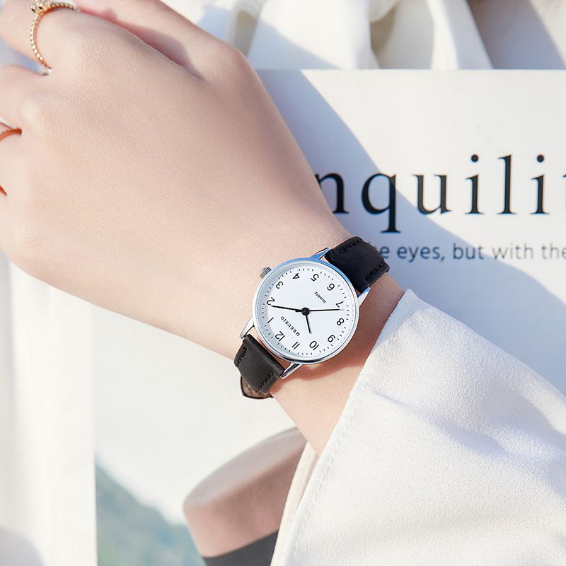 Ultra Thin Dial Watch Minimalist Style Couple Watch Leather Wristband Couple Watch Simplicity Business Watch