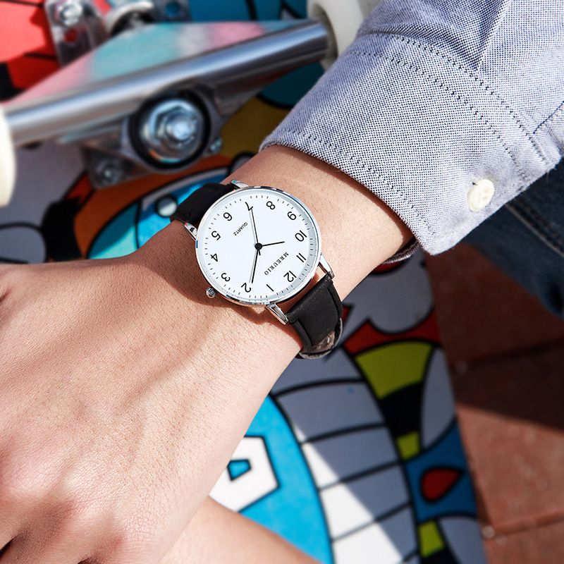 Ultra Thin Dial Watch Minimalist Style Couple Watch Leather Wristband Couple Watch Simplicity Business Watch