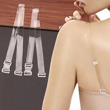 a pair Clear Bra Straps Transparent Invisible Detachable Adjustable Silicone