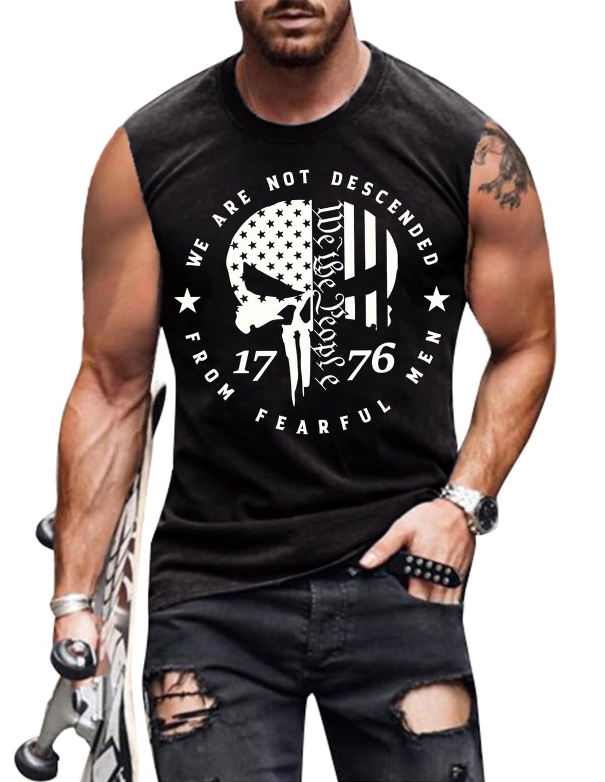 Mens Shirts Muscle Tank Top Sleeveless Graphic Gym Workout Shirt