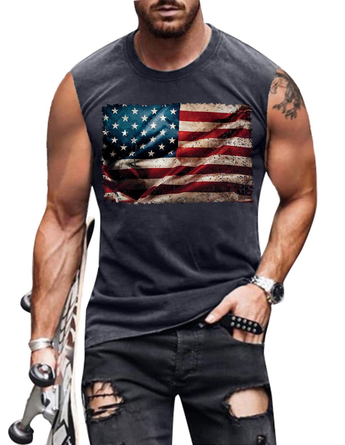 Mens Shirts Muscle Tank Top Sleeveless Graphic Gym Workout Shirt