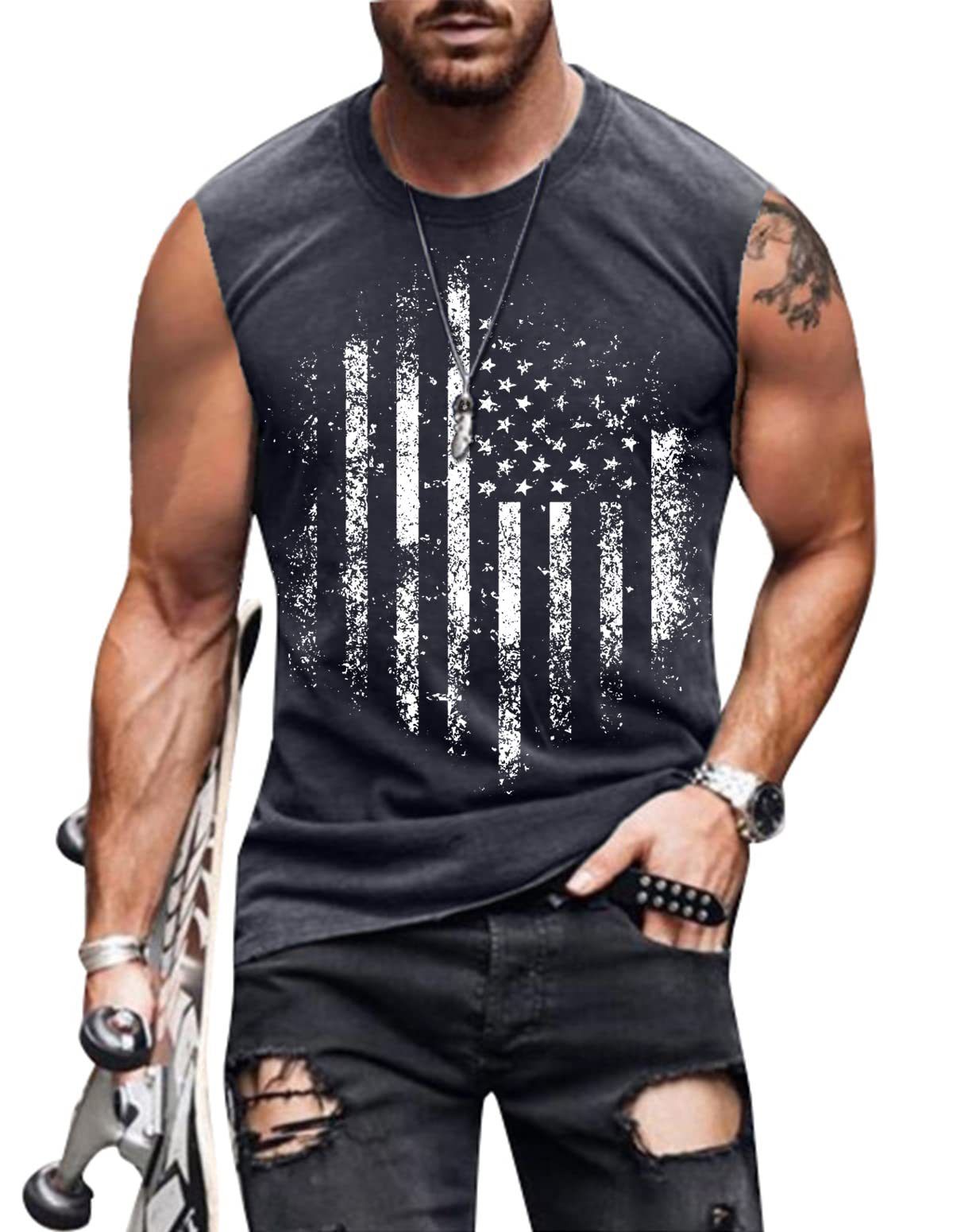 Mens Shirts Muscle Tank Top Sleeveless Graphic Gym Workout Shirt