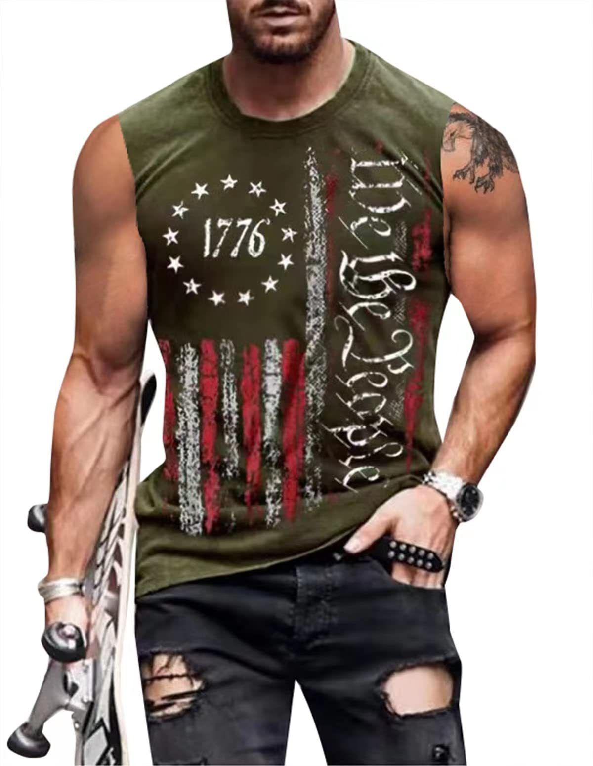 Mens Shirts Muscle Tank Top Sleeveless Graphic Gym Workout Shirt