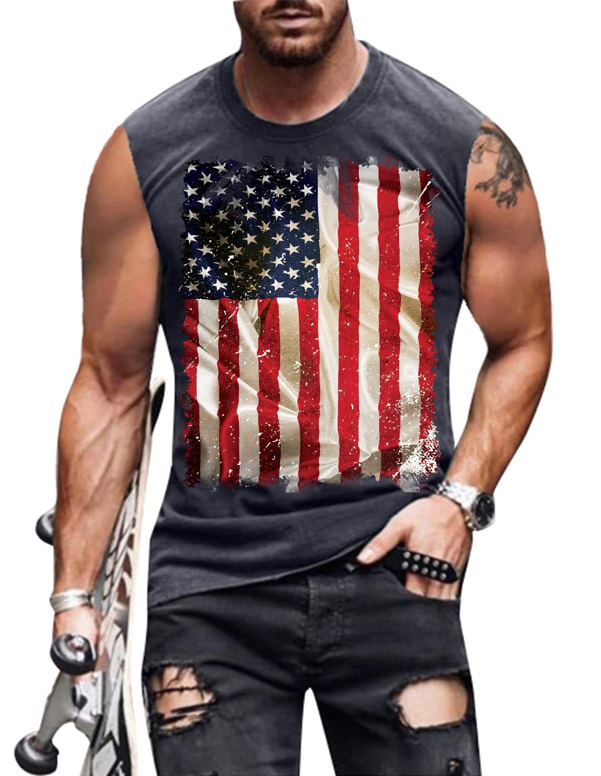 Mens Shirts Muscle Tank Top Sleeveless Graphic Gym Workout Shirt
