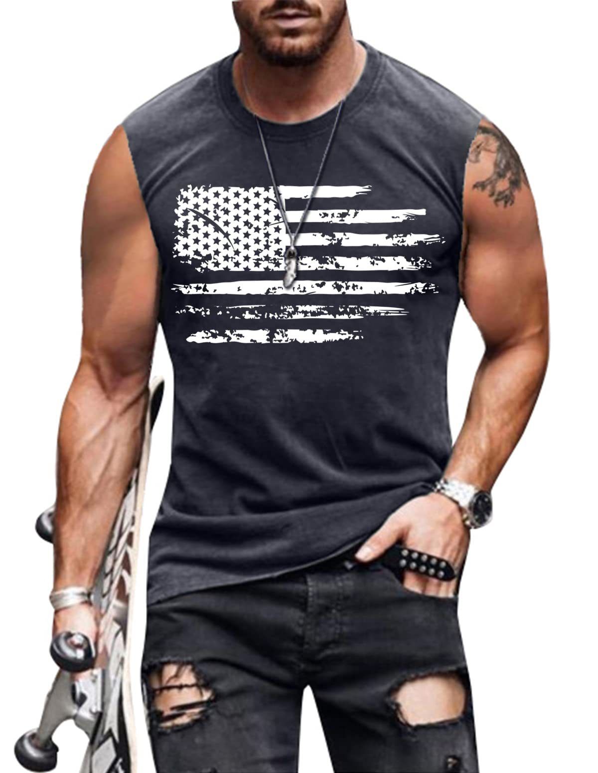 Mens Shirts Muscle Tank Top Sleeveless Graphic Gym Workout Shirt