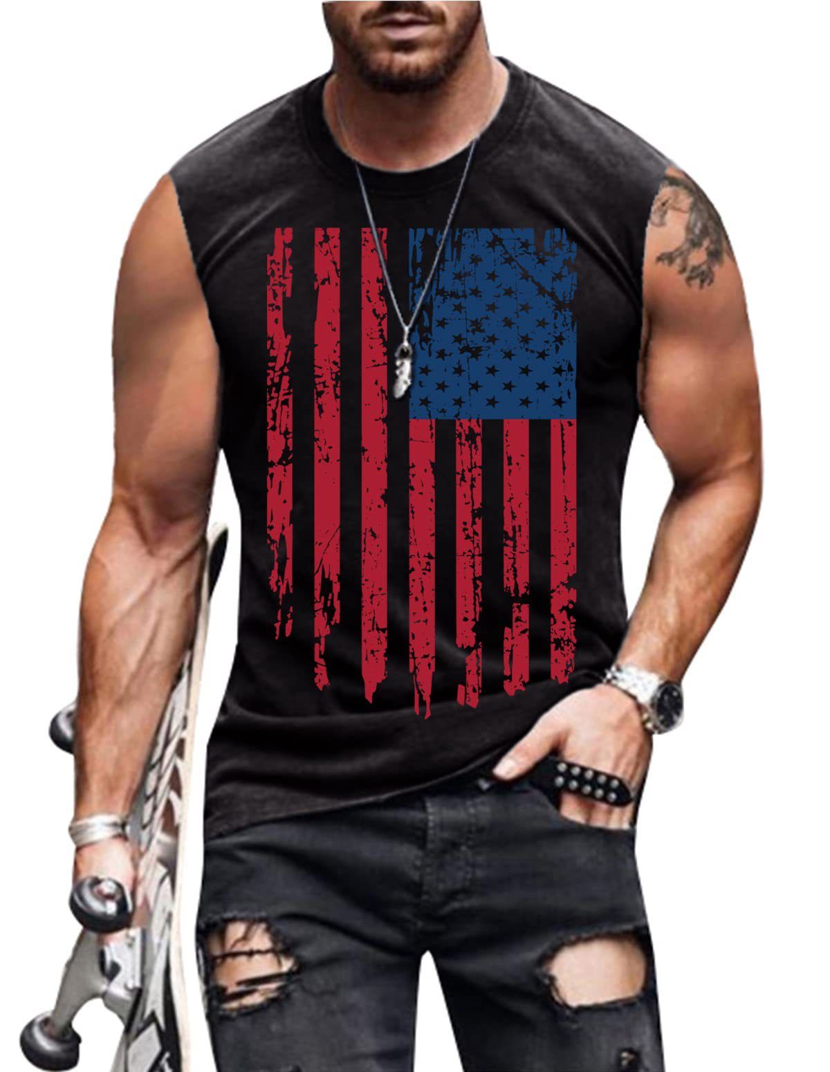 Mens Shirts Muscle Tank Top Sleeveless Graphic Gym Workout Shirt