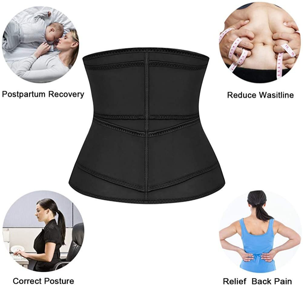 Sweat Waist Trainer for Women Two Belts, Neoprene Workout Corset Waist Trainer Cincher Trimmer Shaper Three-breasted