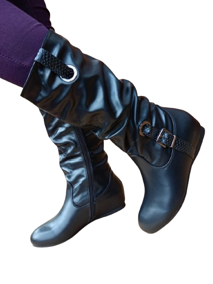 Taiyu Knee High Women Boots Knee Length Boots Leather Material With Rubber Sole With a Flat Heel Boots