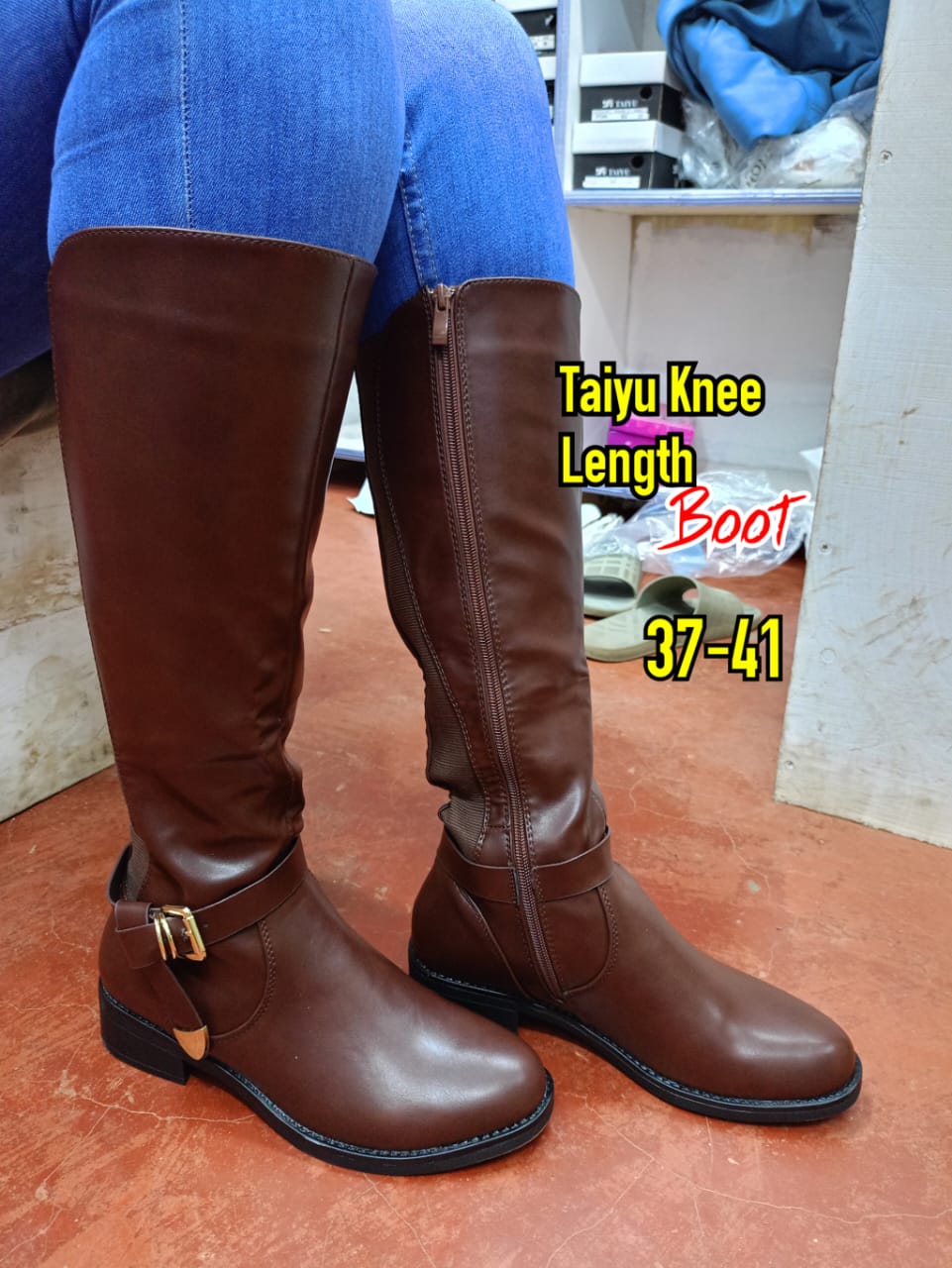 Taiyu Knee High Women Boots Knee Length Boots Leather Material With Rubber Sole