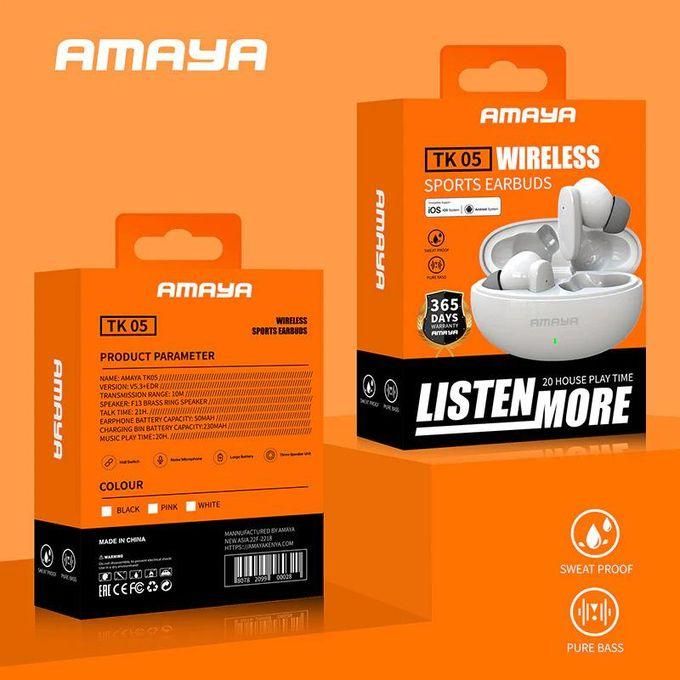 Original Amaya TK 05 Wireless Sports Earbuds 5.3 Bluetooth Earphone - 20 Hours Play Time