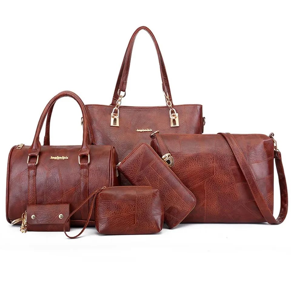 Trendy Fashion 6 in  1 Classic trendy ladies handbags PU leather bag