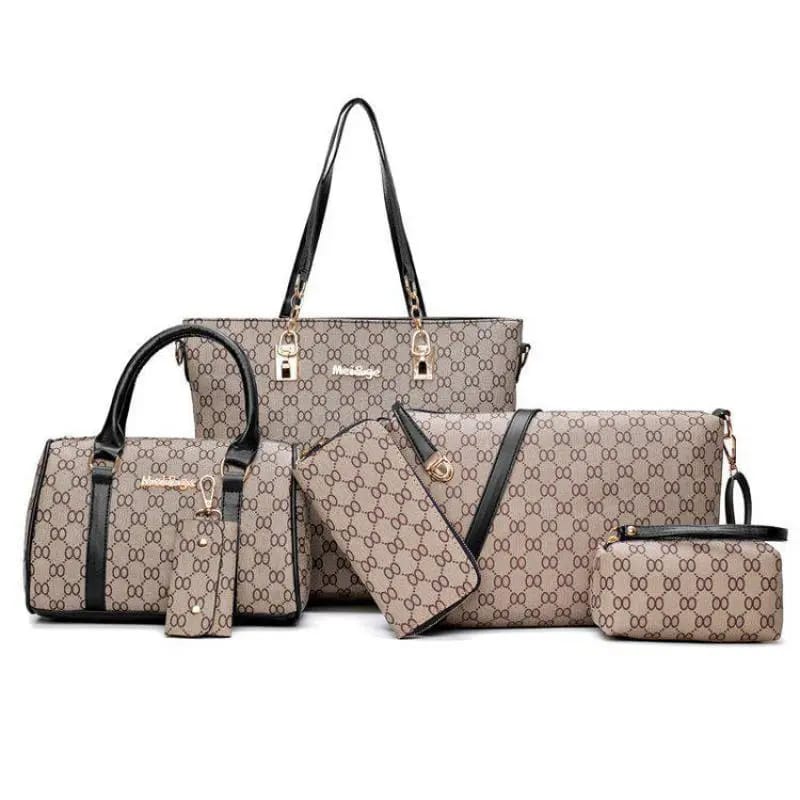 Trendy Fashion 6 in  1 Classic trendy ladies handbags PU leather bag
