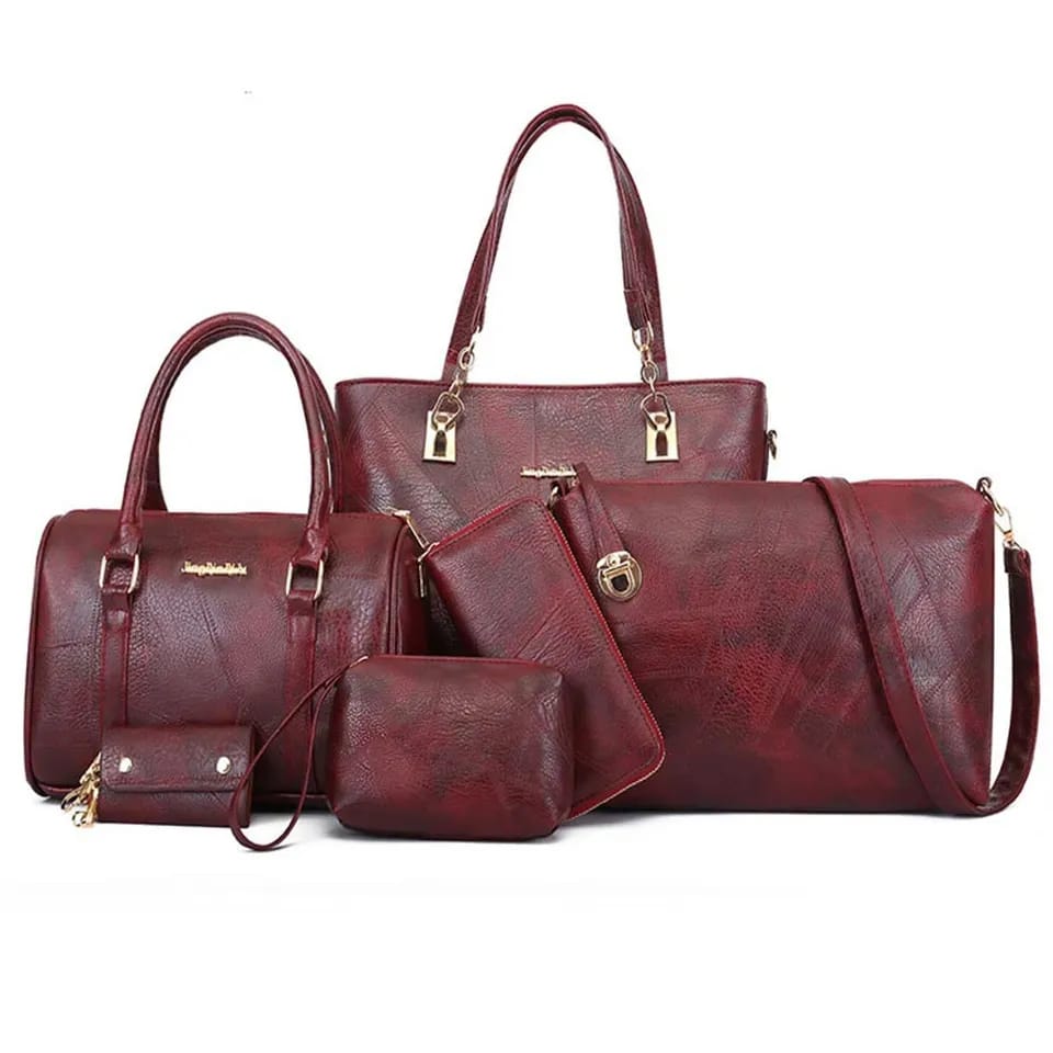 Trendy Fashion 6 in  1 Classic trendy ladies handbags PU leather bag