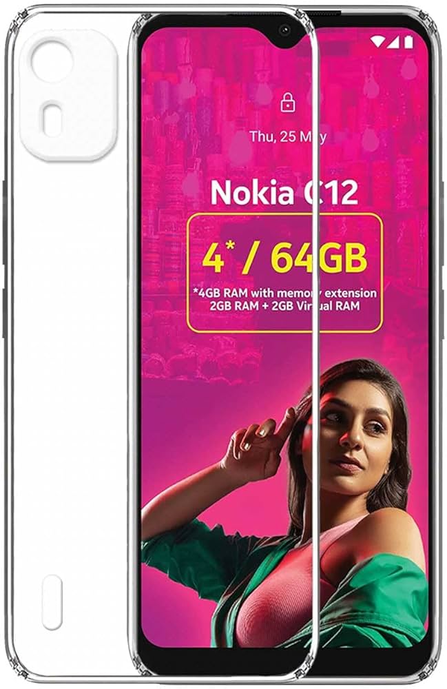 (Brand new) NOKIA C12 PRO 6.3 Inches 64GB ROM 4(2+2)GB RAM Dual Sim 8MP +5MP Camera Android 12 Smartphone